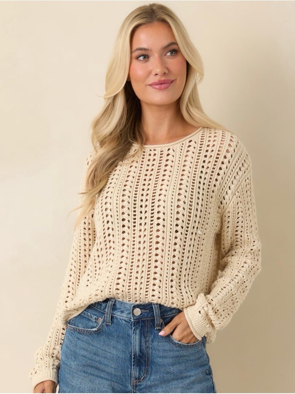 Z Supply Upland Crochet Sweater Size Small